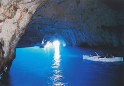 <b>Interior of the Blue Grotto in Capri</b>