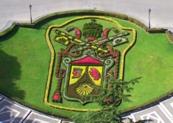 The symbol of the Vatican in the Vatican Gardens