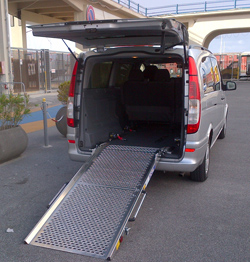 <b>Minivan with ramp for wheelchair confined people</b>