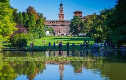 <b>The Castello Sforzesco in Milan, seen from Sempione Park</b>